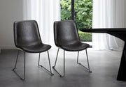 Set Of Two Black Upholstered Faux leather Side Chairs-Dining Chairs-DECOROLALA