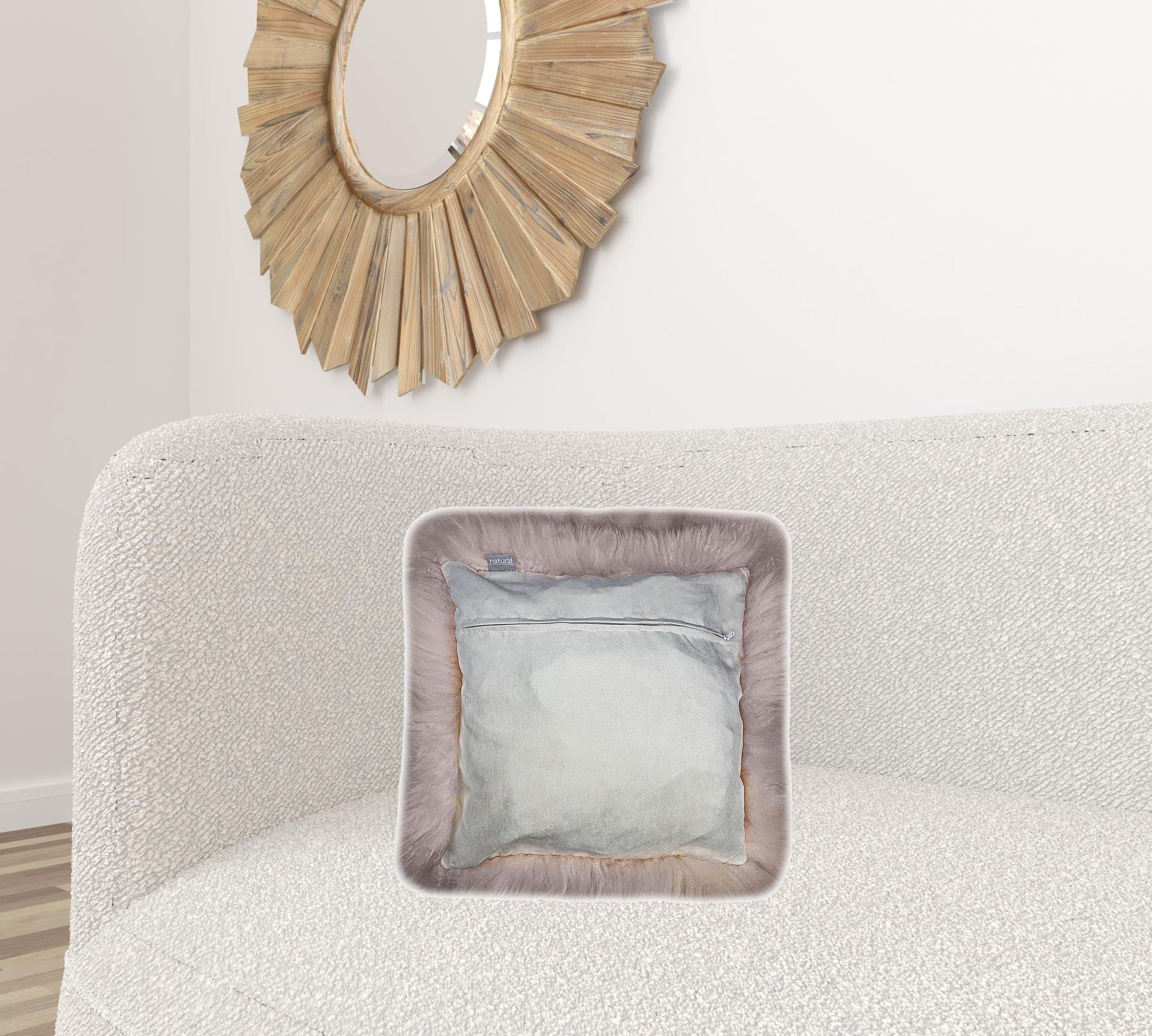 Set Of Two Blush Natural Sheepskin Square Pillows-Accent Throw Pillows-DECOROLALA