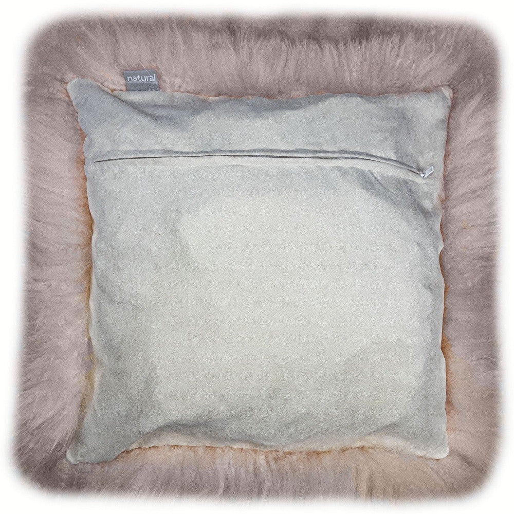 Set Of Two Blush Natural Sheepskin Square Pillows-Accent Throw Pillows-DECOROLALA