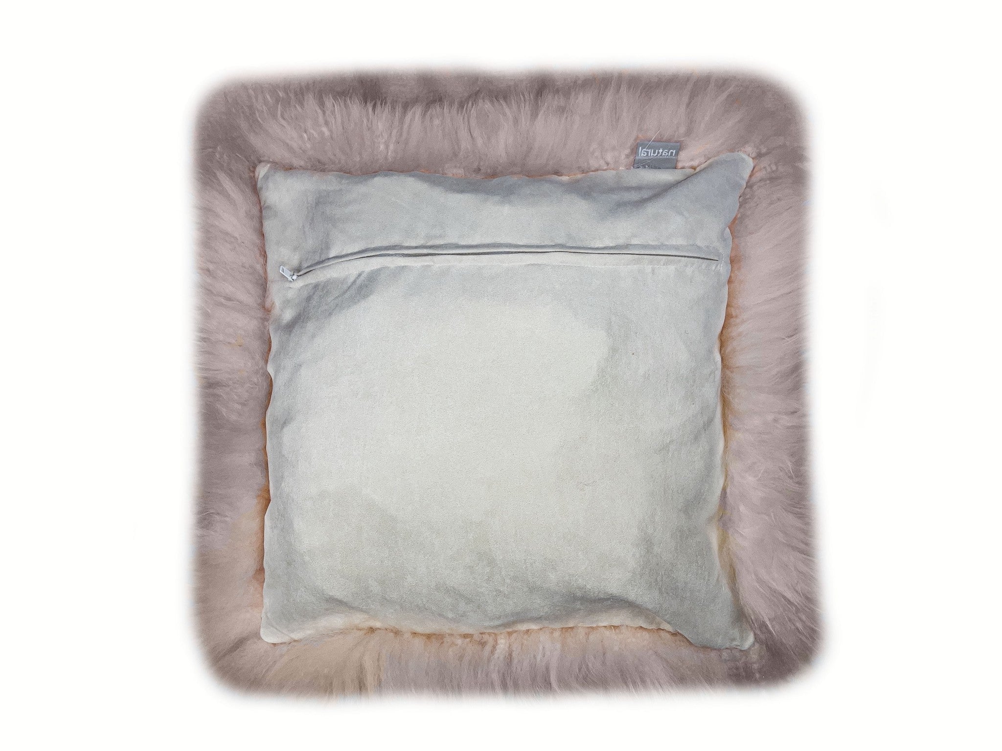 Set Of Two Blush Natural Sheepskin Square Pillows-Accent Throw Pillows-DECOROLALA