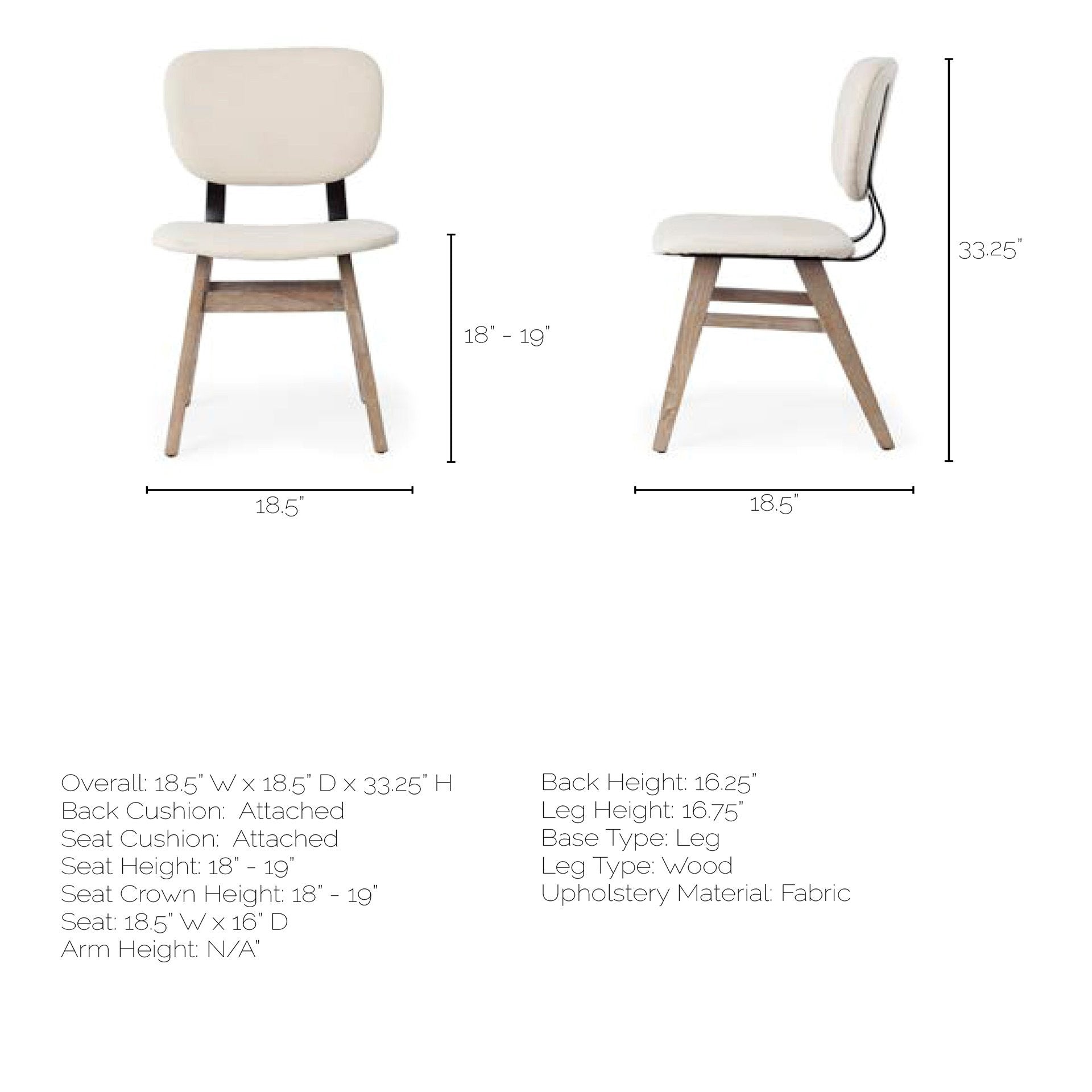 Set Of Two Cream And Brown Upholstered Fabric Open Back Side Chairs-Dining Chairs-DECOROLALA