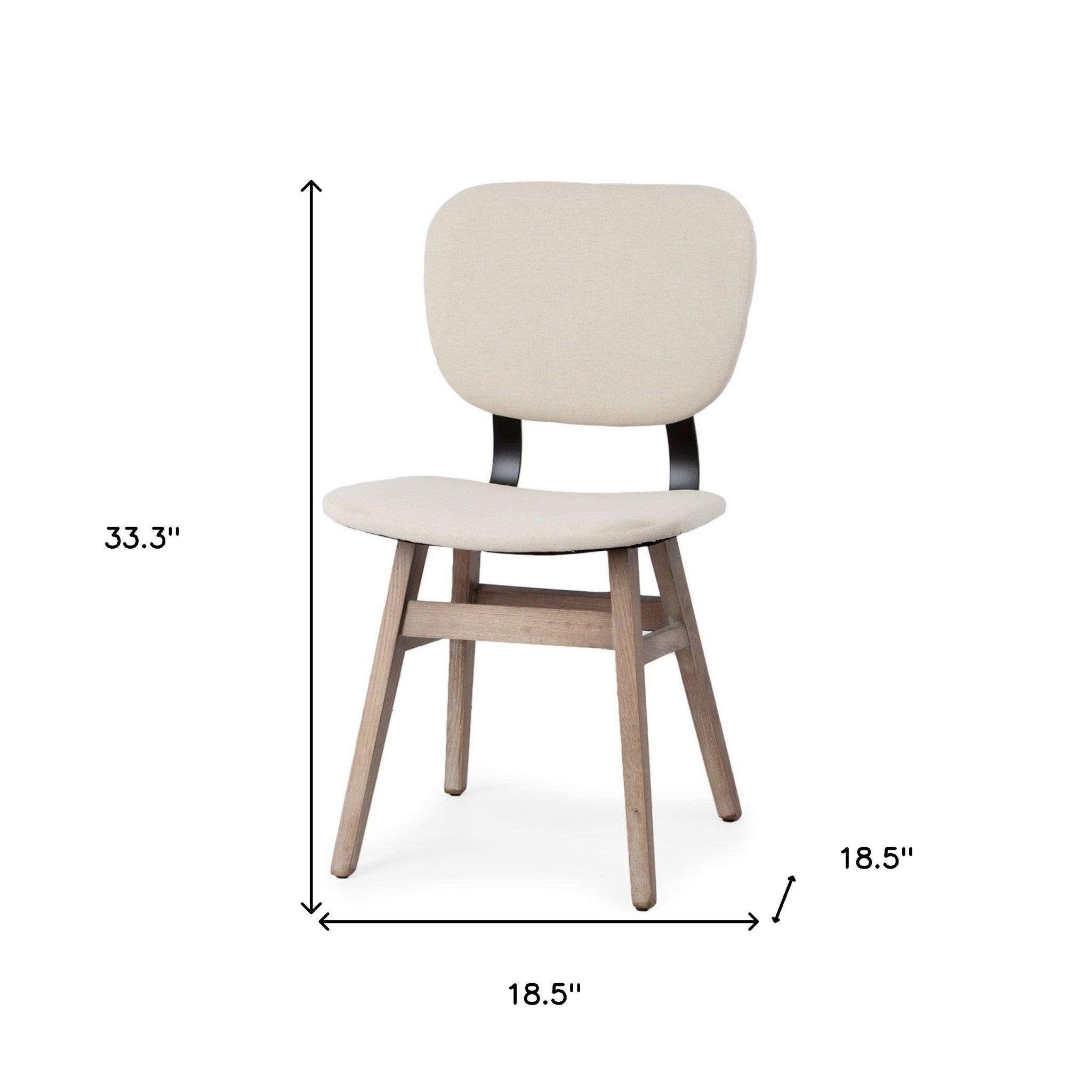 Set Of Two Cream And Brown Upholstered Fabric Open Back Side Chairs-Dining Chairs-DECOROLALA