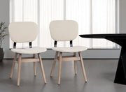 Set Of Two Cream And Brown Upholstered Fabric Open Back Side Chairs-Dining Chairs-DECOROLALA