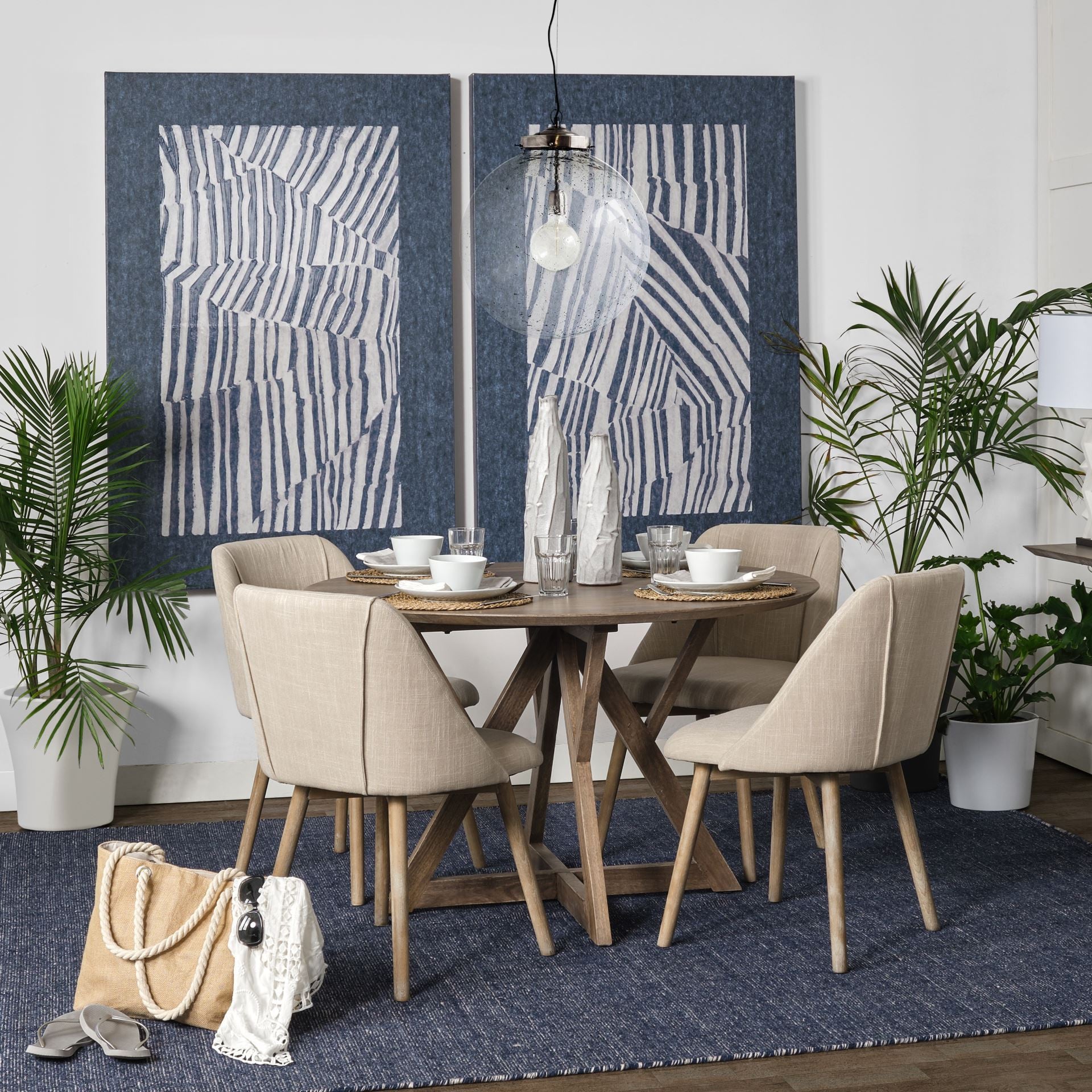 Set Of Two Cream And Brown Upholstered Fabric Side Chairs-Dining Chairs-DECOROLALA