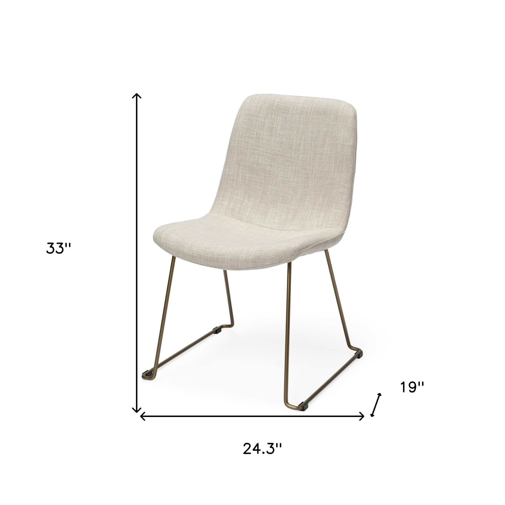 Set Of Two Cream And Gold Upholstered Fabric Side Chairs-Dining Chairs-DECOROLALA