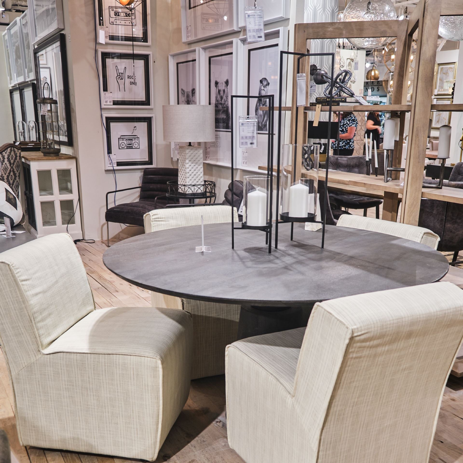 Set Of Two Cream Upholstered Fabric Parsons Chairs-Dining Chairs-DECOROLALA