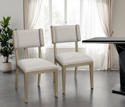 Set Of Two Light Gray And Brown Upholstered Fabric Open Back Side Chairs-Dining Chairs-DECOROLALA