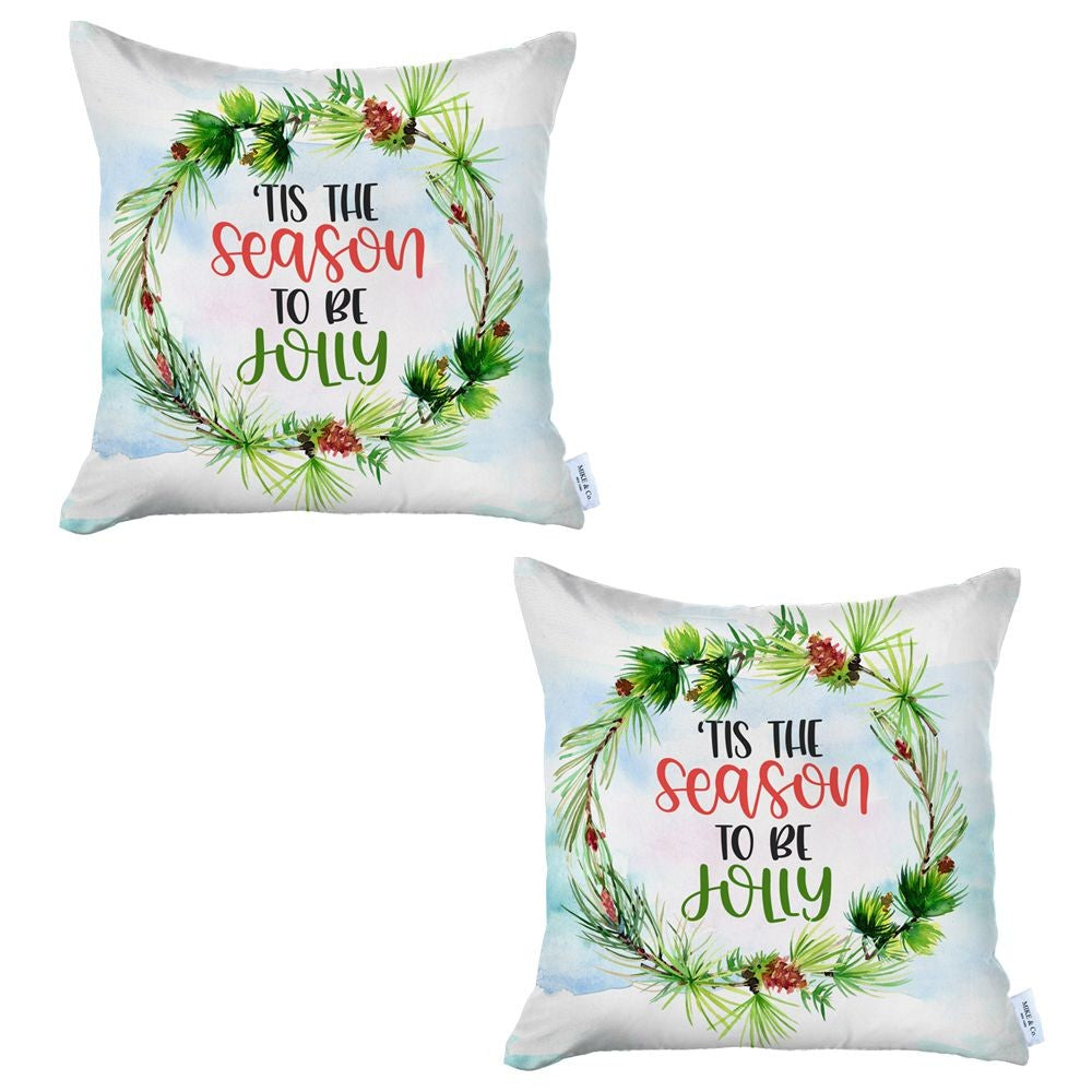 Set Of Two Multicolor Zippered Polyester Text Throw Pillow-Accent Throw Pillows-DECOROLALA