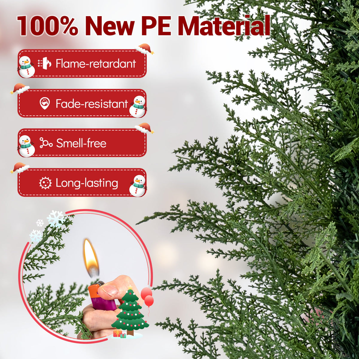 Set of 1/2 4 FT Artificial Christmas Tree Potted Xmas Tree with 100 Branch Tips and Retro Base-Set of 1-Christmas Trees-DECOROLALA