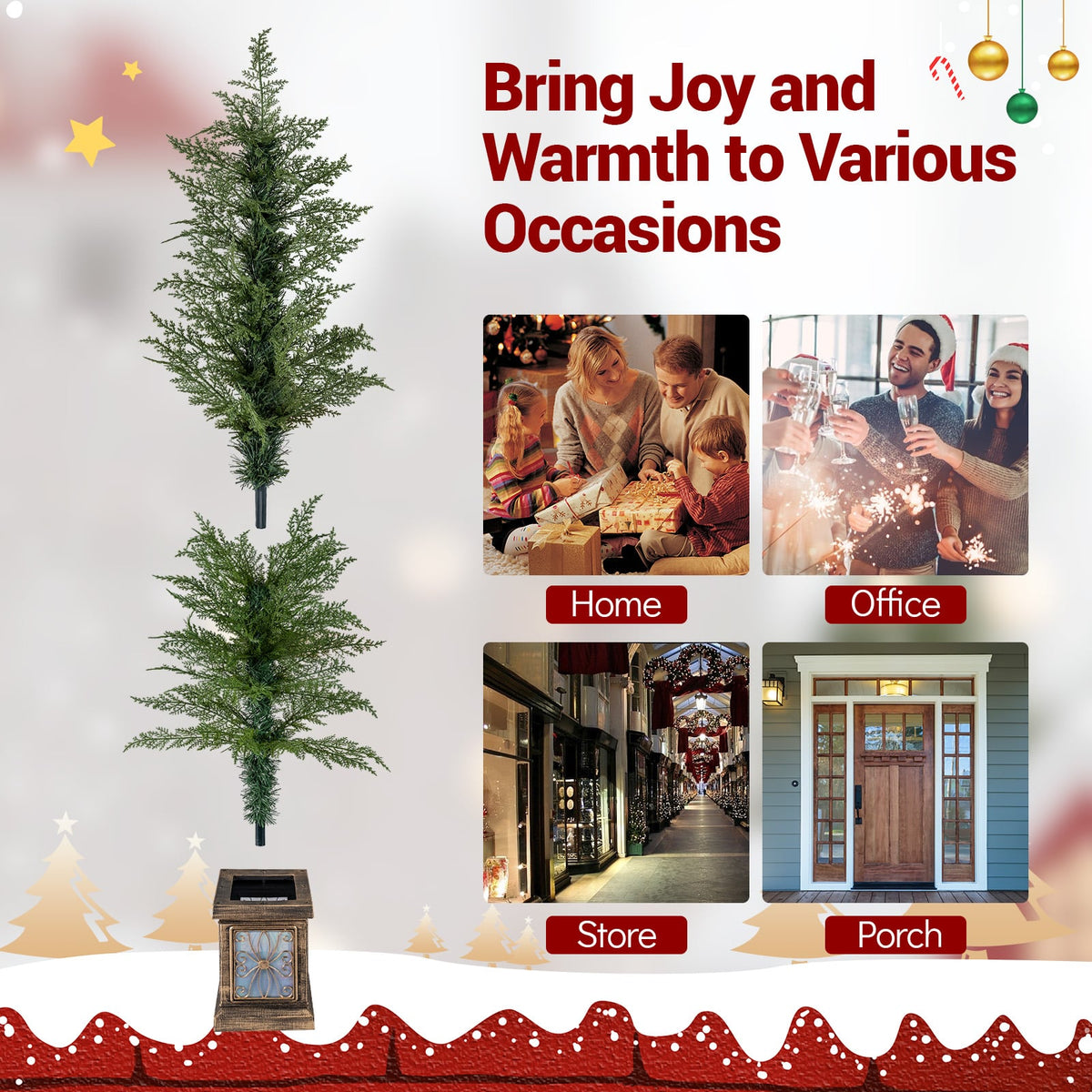 Set of 1/2 4 FT Artificial Christmas Tree Potted Xmas Tree with 100 Branch Tips and Retro Base-Set of 2-Christmas Trees-DECOROLALA