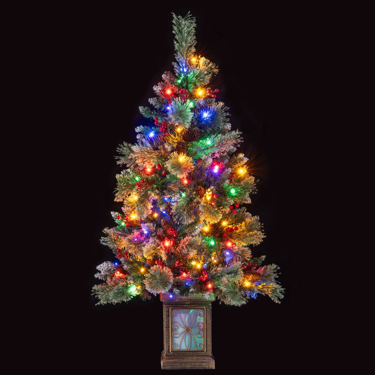 Set of 1/2 4 FT Artificial Christmas Tree Potted Xmas Tree with 190 Branch Tips-Set of 2-Christmas Trees-DECOROLALA