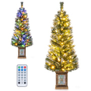 Set of 1/2 4 FT Pre-lit Artificial Christmas Trees Potted Xmas Tree with 80 Dimmable LED Lights-Set of 1-Christmas Trees-DECOROLALA