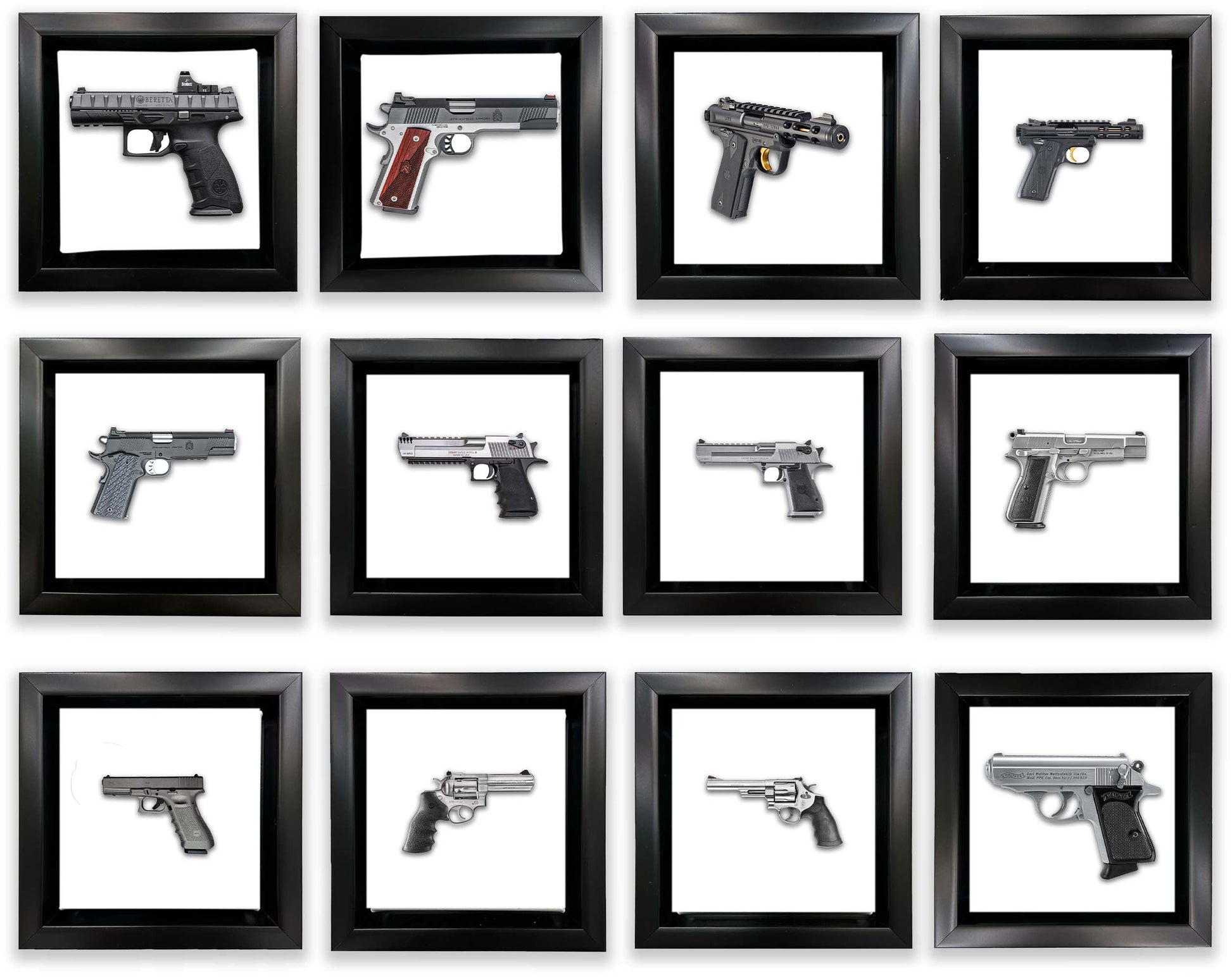 Set of 12 Framed Gun Canvas Prints, 7.25"-Vase-DECOROLALA