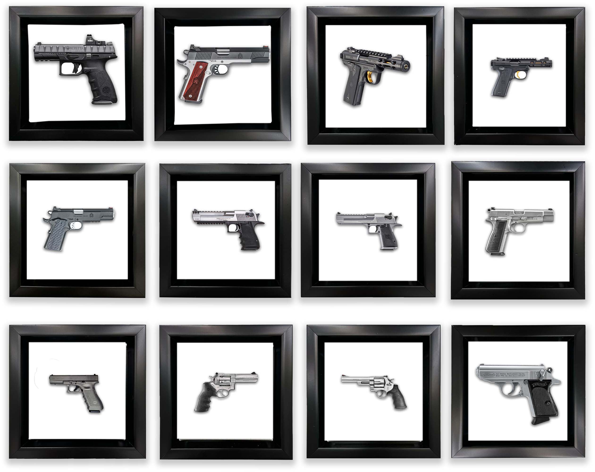 Set of 12 Framed Gun Canvas Prints, 7.25"-Vase-DECOROLALA
