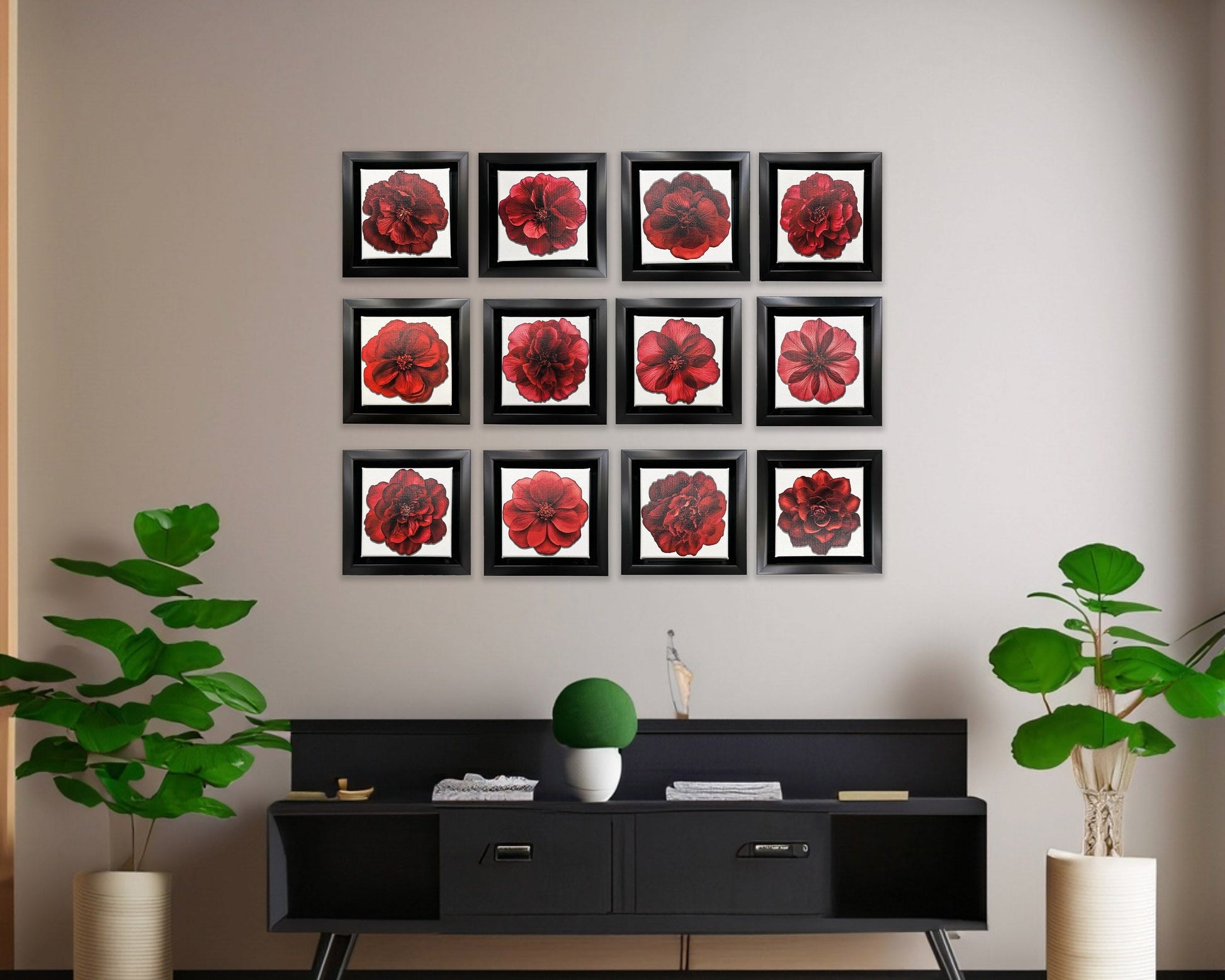 Set of 12 Mini Framed Art Canvases, 7.25"-Vase-DECOROLALA