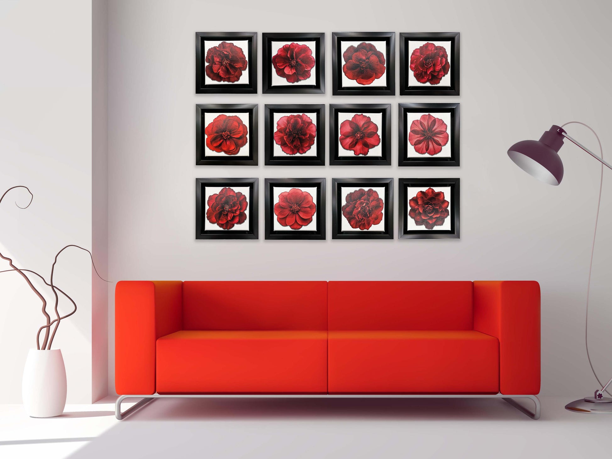 Set of 12 Mini Framed Fine Art Canvases-Vase-DECOROLALA