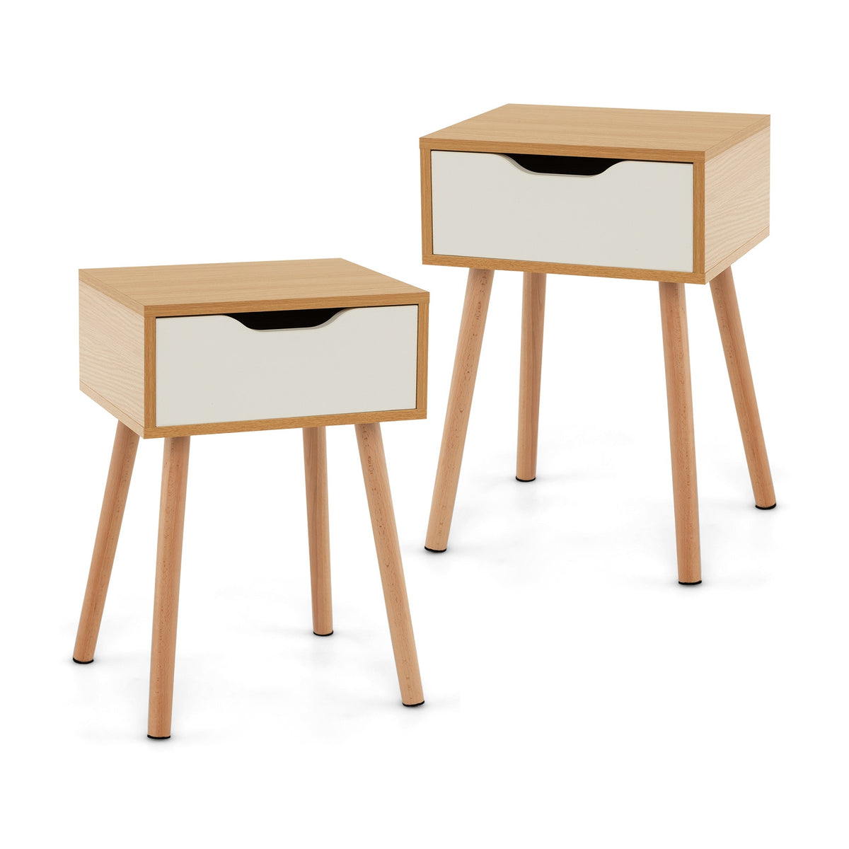 Set of 1/2 Modern Nightstand with Storage Drawer for Bedroom Living Room-2 Pieces-Nightstands-DECOROLALA