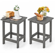 Set of 2 14 Inch Square Weather-Resistant Adirondack Side Table-Gray-Patio Coffee Tables-DECOROLALA