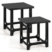 Set of 2 18 Inch Outdoor Adirondack Side Table with Slatted Surface-Black-Patio Coffee Tables-DECOROLALA