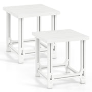 Set of 2 18 Inch Outdoor Adirondack Side Table with Slatted Surface-White-Patio Coffee Tables-DECOROLALA