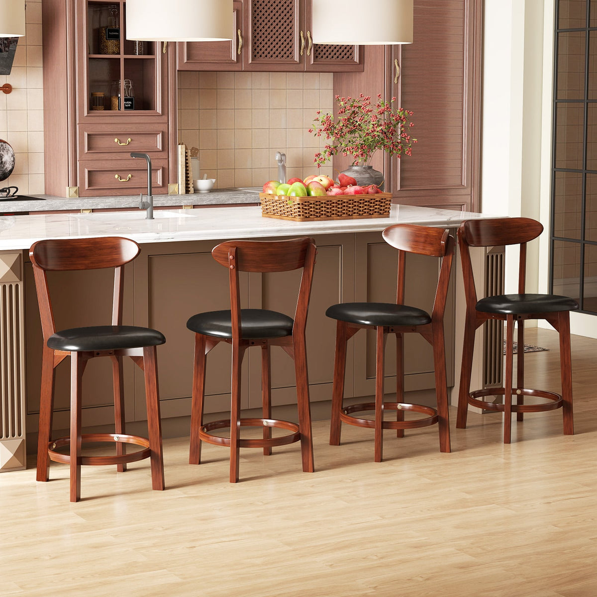 Set of 2 24 Inch Modern Armless Upholstered Cushioned Seat Island Dining Chairs for Kitchen-Dining Chairs-DECOROLALA