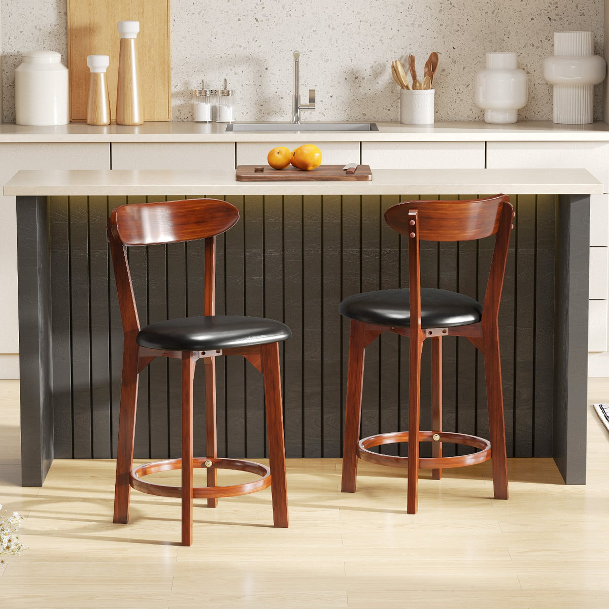 Set of 2 24 Inch Modern Armless Upholstered Cushioned Seat Island Dining Chairs for Kitchen-Dining Chairs-DECOROLALA