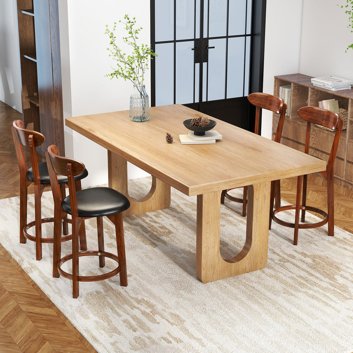 Set of 2 24 Inch Modern Armless Upholstered Cushioned Seat Island Dining Chairs for Kitchen-Dining Chairs-DECOROLALA