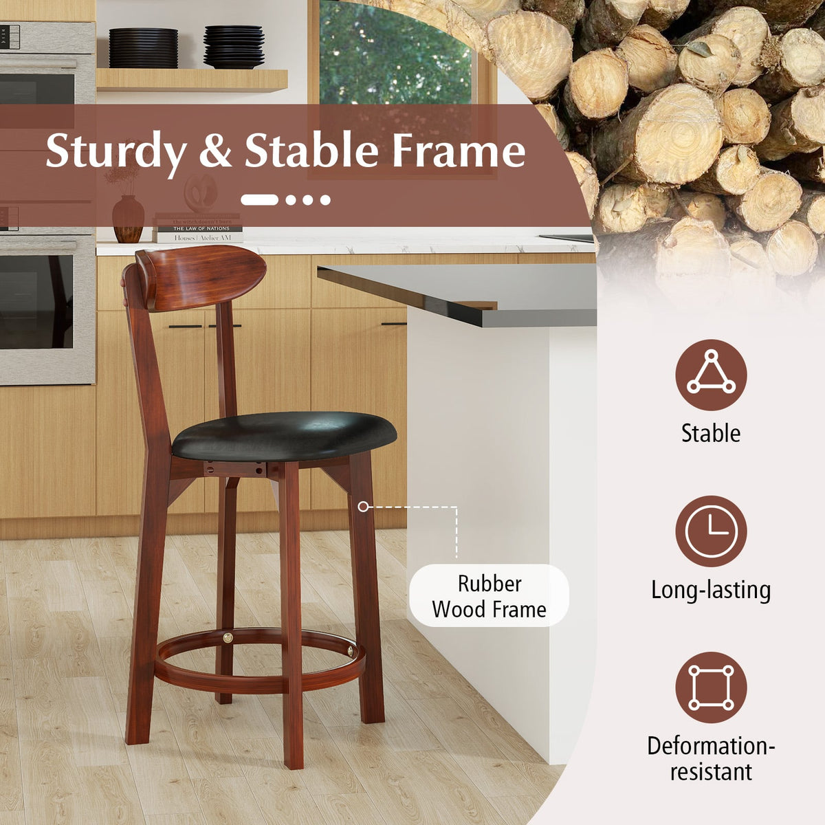 Set of 2 24 Inch Modern Armless Upholstered Cushioned Seat Island Dining Chairs for Kitchen-Dining Chairs-DECOROLALA