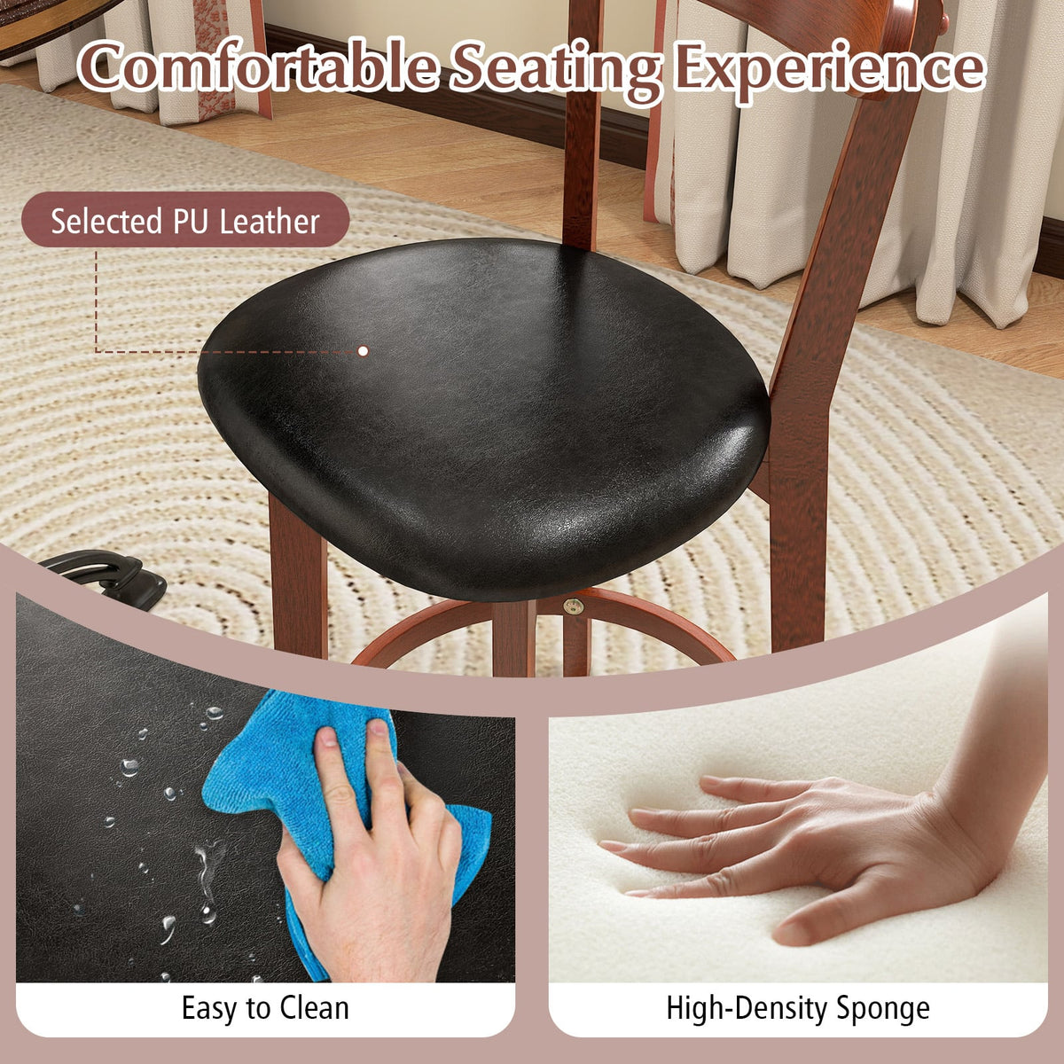 Set of 2 24 Inch Modern Armless Upholstered Cushioned Seat Island Dining Chairs for Kitchen-Dining Chairs-DECOROLALA