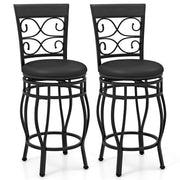 Set of 2 26 Inch Bar Stool with Backrest and Footrest-Black-Dining Chairs-DECOROLALA