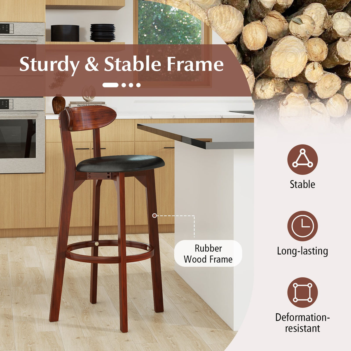 Set of 2 29 Inch Modern Armless Upholstered Cushioned Seat Island Dining Chairs for Kitchen-Dining Chairs-DECOROLALA