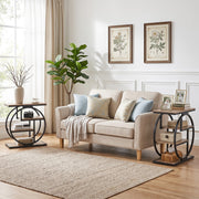 Set of 2 4-Tier Narrow End Table for Living Room with Storage Shelves-Gray-End & Side Tables-DECOROLALA