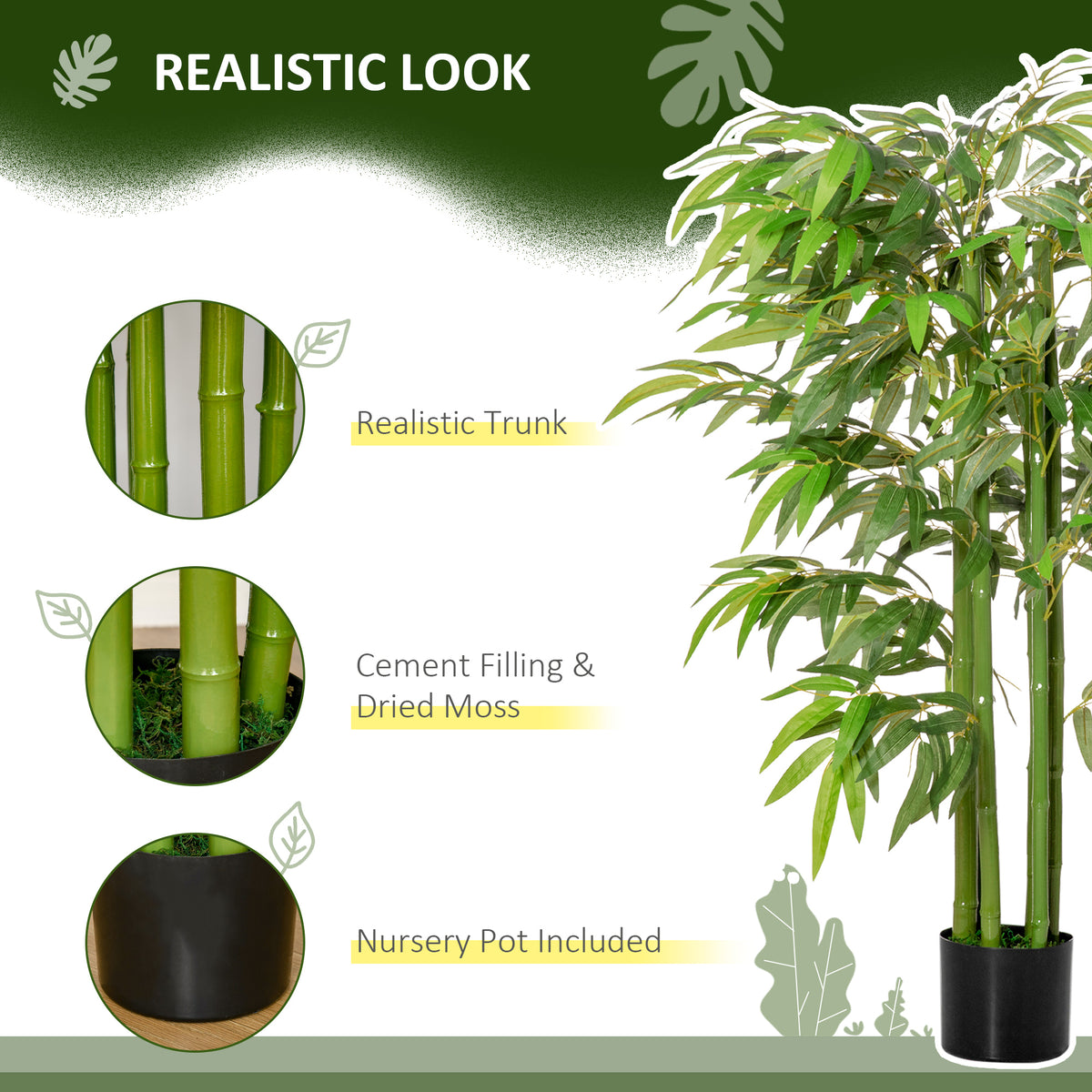 Set of 2 4.5FT Artificial Bamboo Tree Faux Decorative Plant in Nursery Pot for Indoor Outdoor D√©cor-Artificial Trees-DECOROLALA