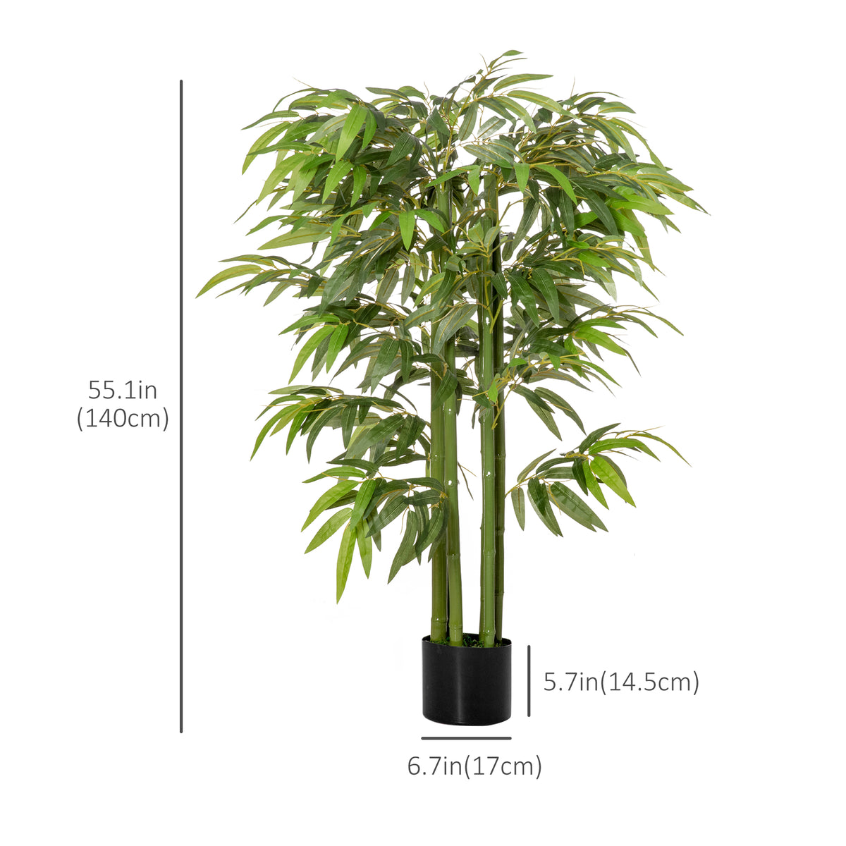 Set of 2 4.5FT Artificial Bamboo Tree Faux Decorative Plant in Nursery Pot for Indoor Outdoor D√©cor-Artificial Trees-DECOROLALA
