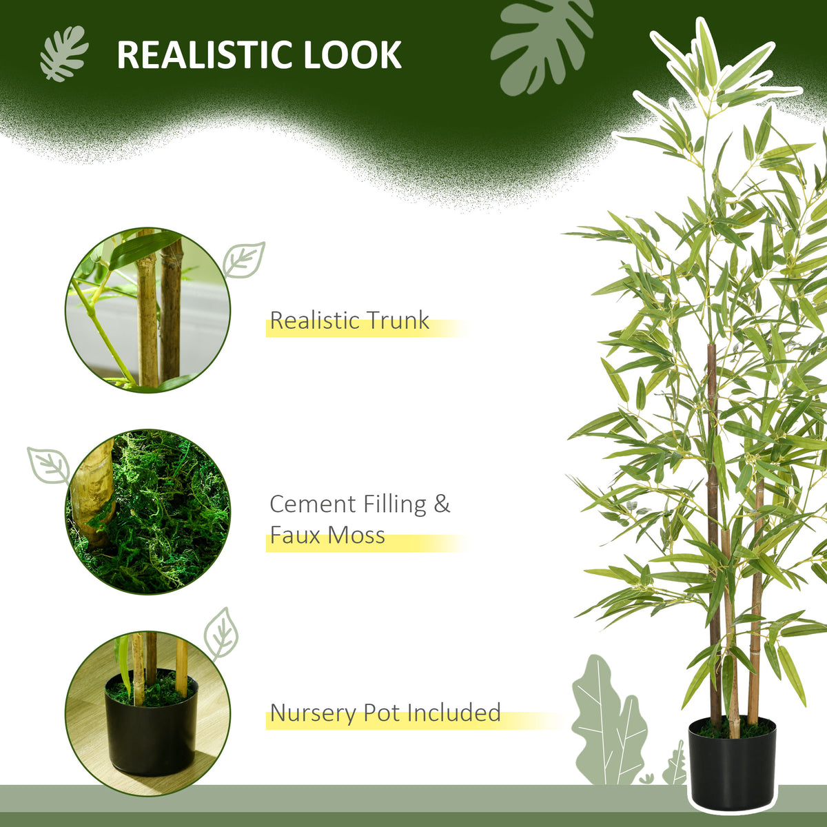 Set of 2 4ft Artificial Tree, Indoor Fake Bamboo with Pot, for Home Office Living Room Decor-Artificial Trees-DECOROLALA