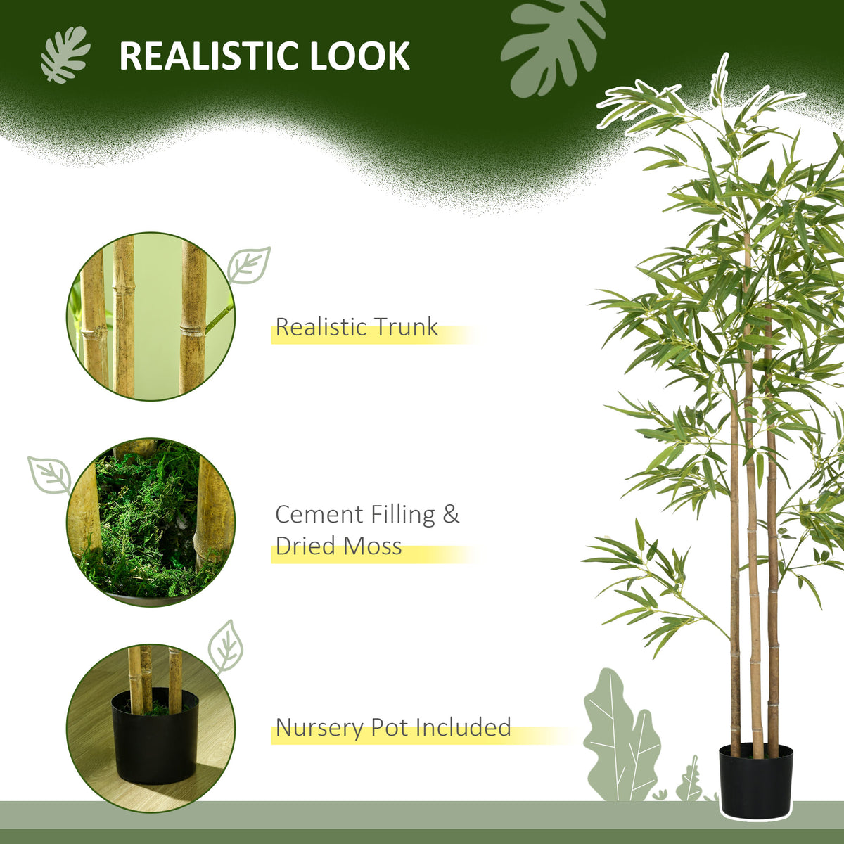 Set of 2 6ft Artificial Tree, Indoor Fake Bamboo with Pot, for Home Office Living Room Decor-Artificial Trees-DECOROLALA