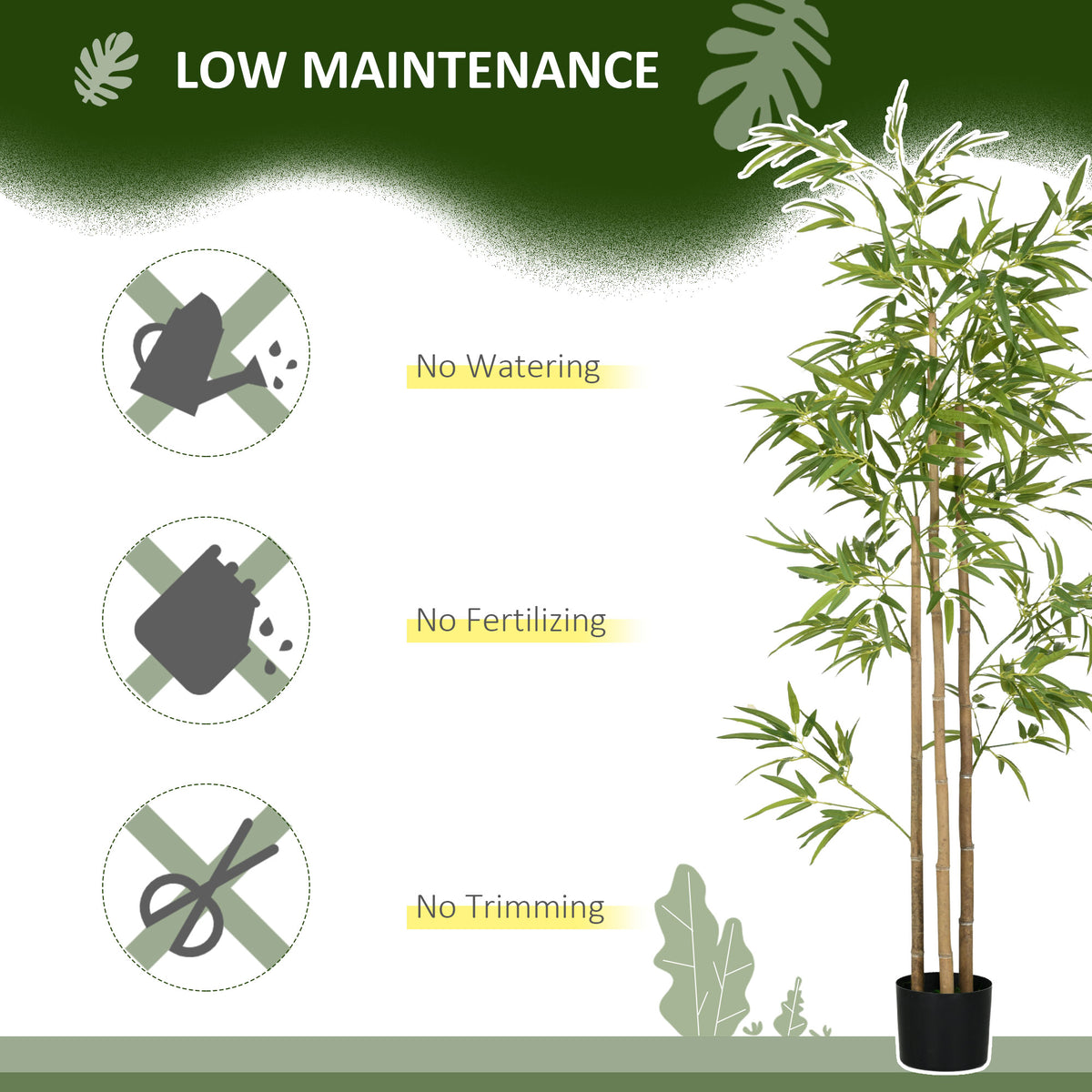 Set of 2 6ft Artificial Tree, Indoor Fake Bamboo with Pot, for Home Office Living Room Decor-Artificial Trees-DECOROLALA