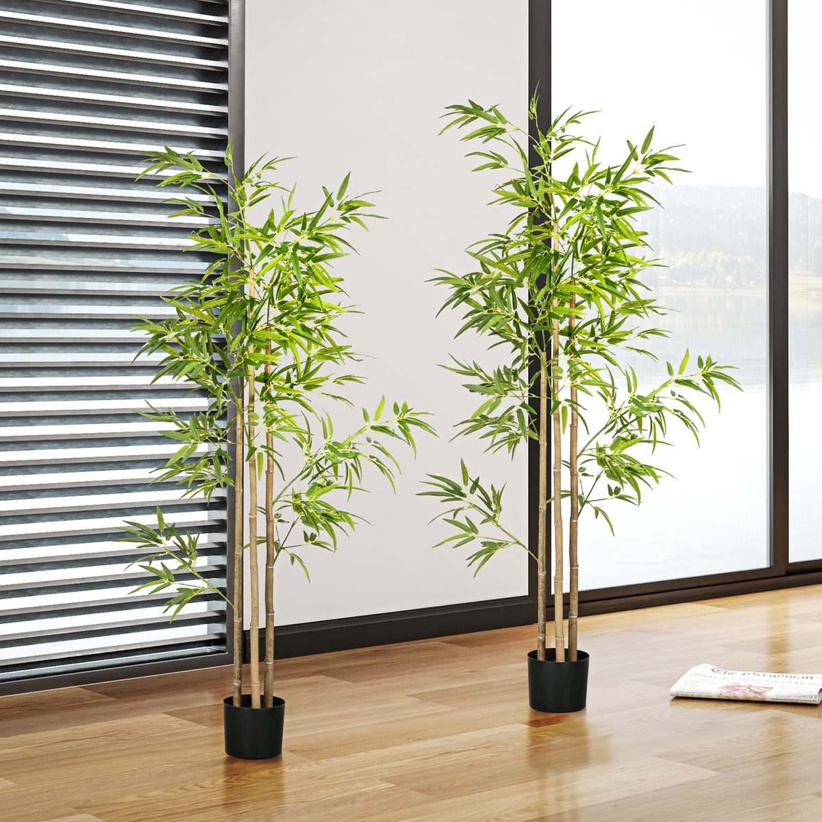 Set of 2 6ft Artificial Tree, Indoor Fake Bamboo with Pot, for Home Office Living Room Decor-Artificial Trees-DECOROLALA