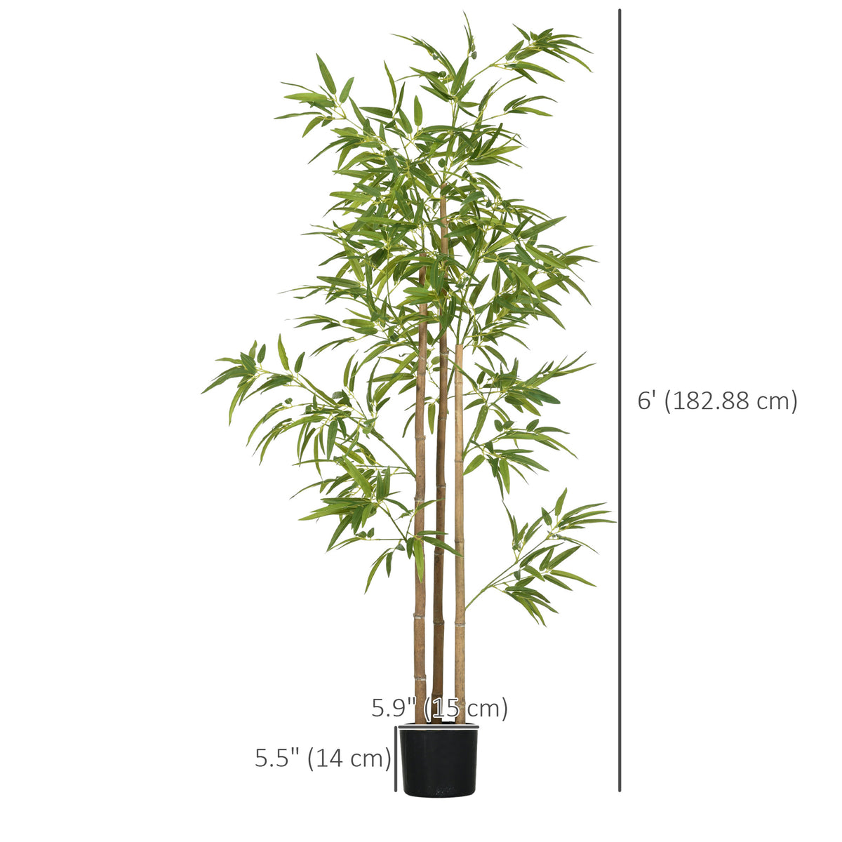 Set of 2 6ft Artificial Tree, Indoor Fake Bamboo with Pot, for Home Office Living Room Decor-Artificial Trees-DECOROLALA