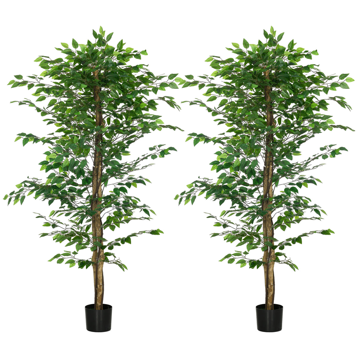 Set of 2 6ft Artificial Trees Ficus, Indoor Fake Plants with Pot, for Home Decor-Artificial Trees-DECOROLALA