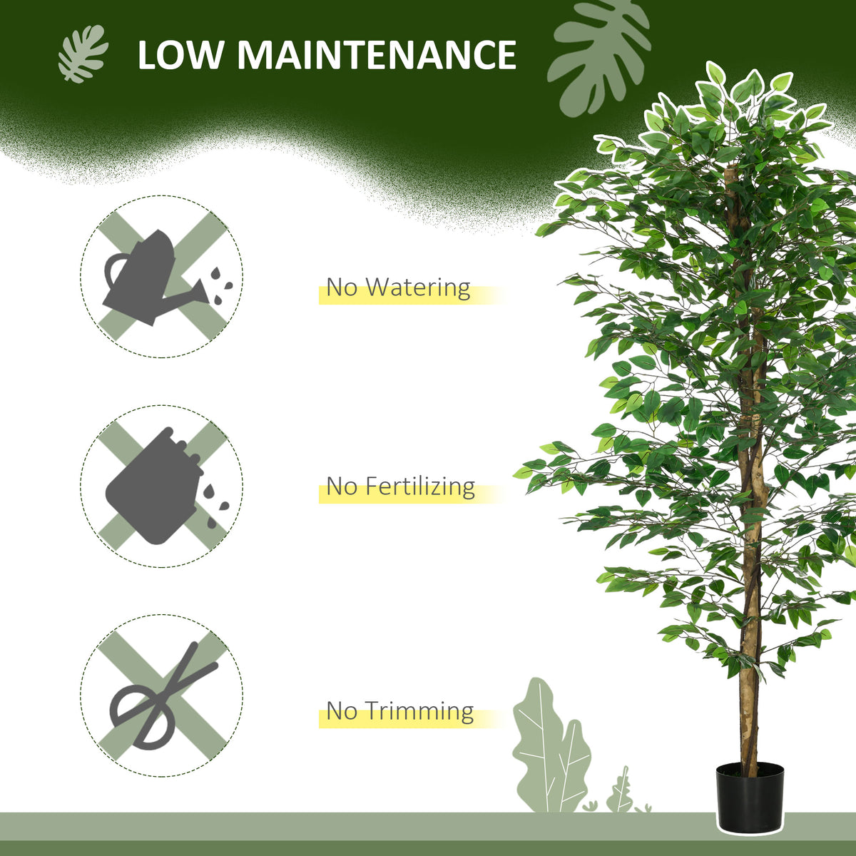 Set of 2 6ft Artificial Trees Ficus, Indoor Fake Plants with Pot, for Home Decor-Artificial Trees-DECOROLALA
