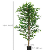 Set of 2 6ft Artificial Trees Ficus, Indoor Fake Plants with Pot, for Home Decor-Artificial Trees-DECOROLALA