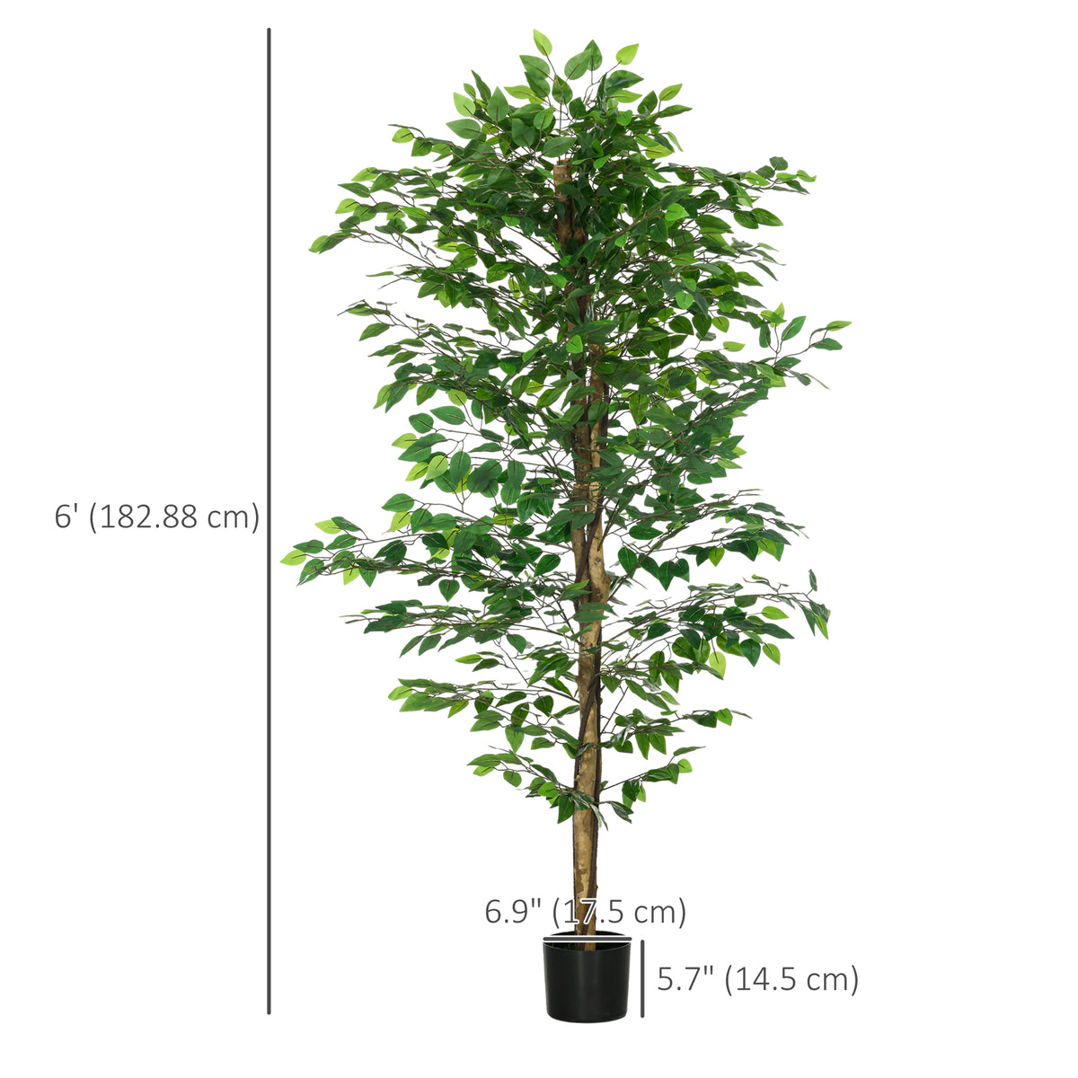 Set of 2 6ft Artificial Trees Ficus, Indoor Fake Plants with Pot, for Home Decor-Artificial Trees-DECOROLALA