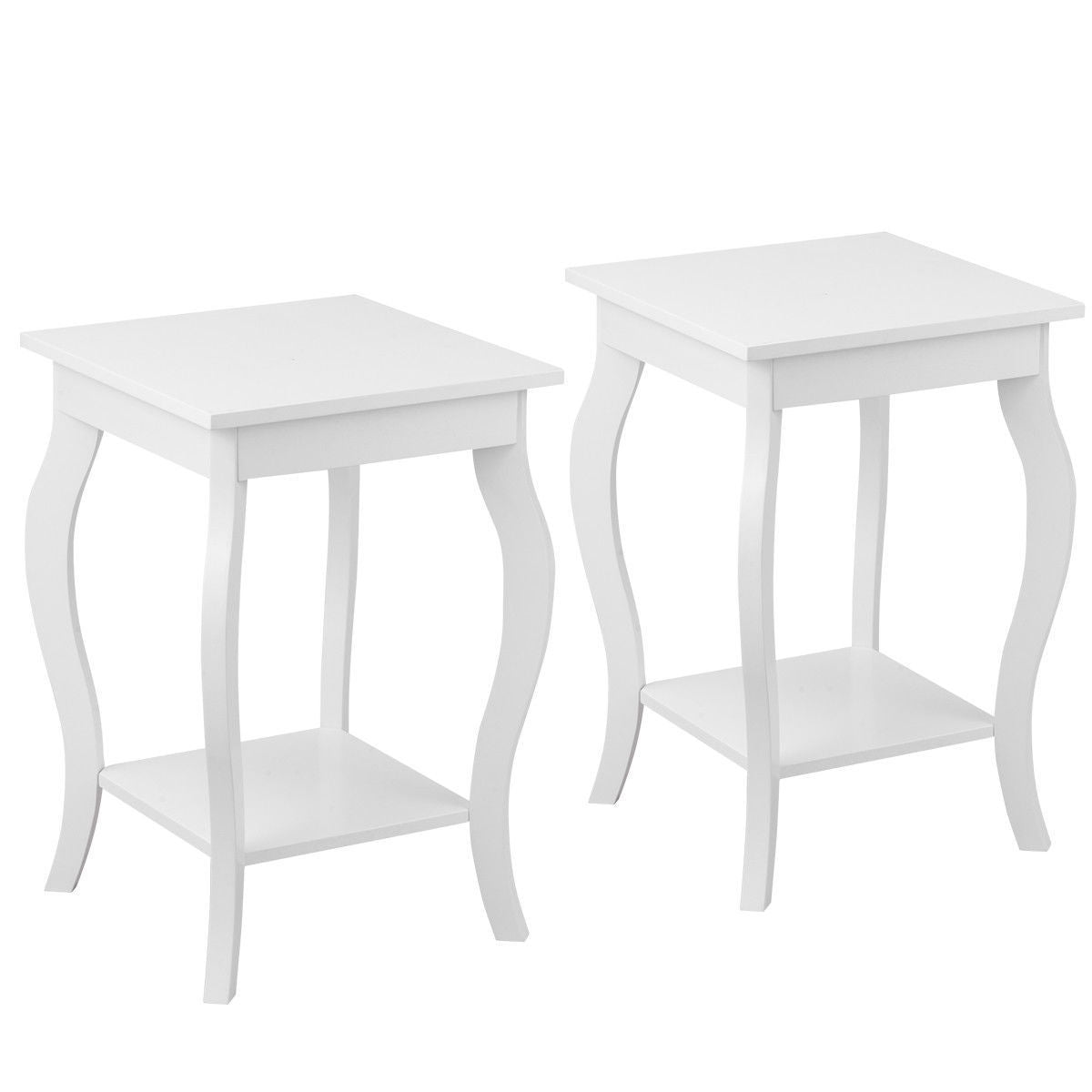 Set of 2 Accent Side Tables with Shelf-End & Side Tables-DECOROLALA