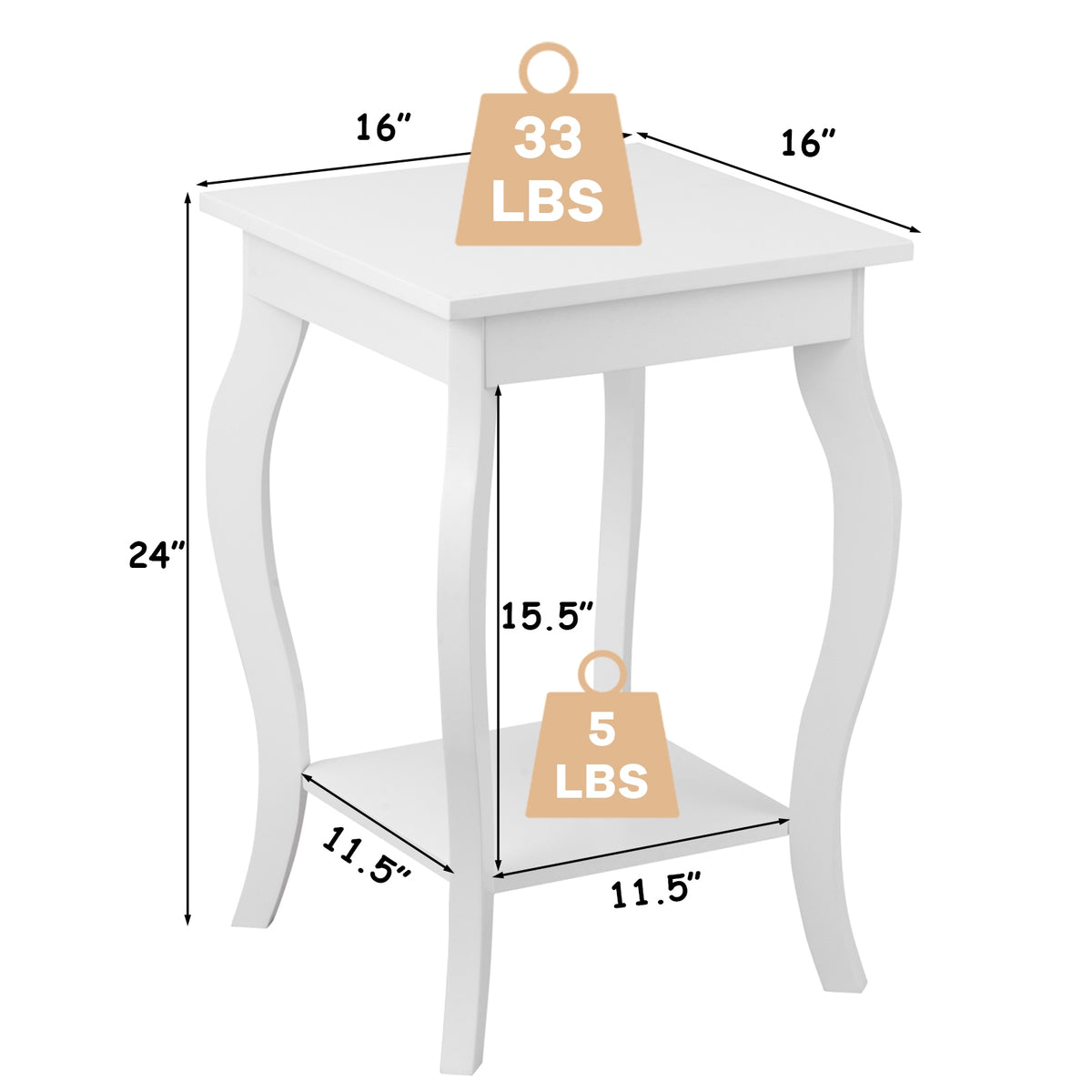 Set of 2 Accent Side Tables with Shelf-End & Side Tables-DECOROLALA