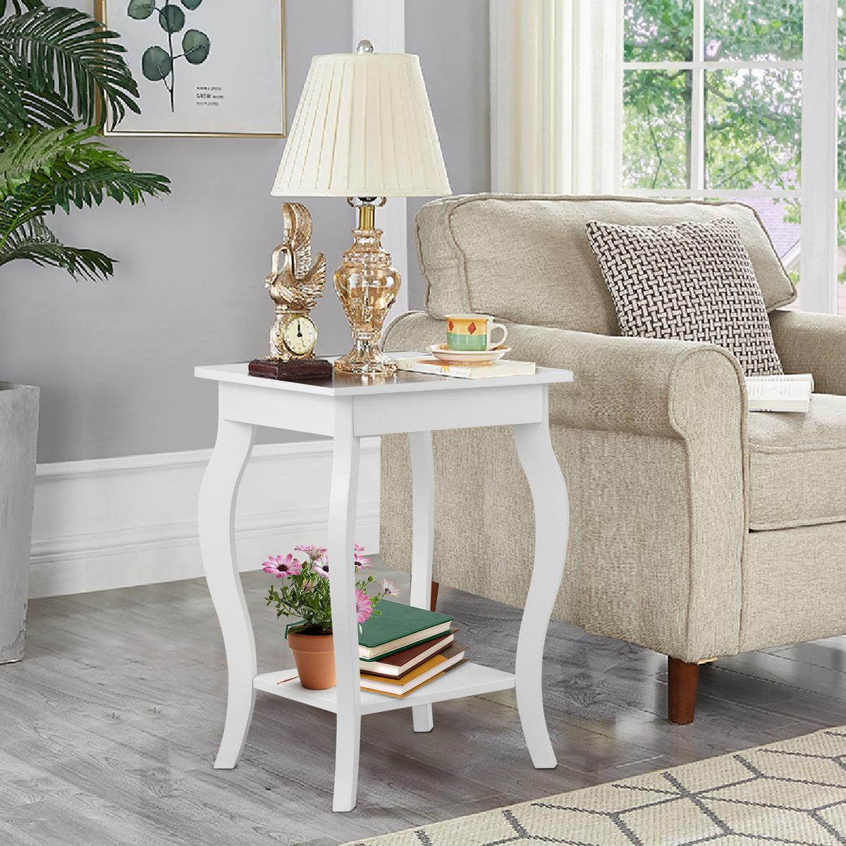 Set of 2 Accent Side Tables with Shelf-End & Side Tables-DECOROLALA