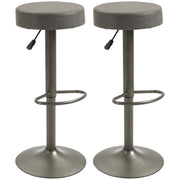 Set of 2 Adjustable Swivel Bar Stools - Dark Grey PU Leather-Home Furnishings > Kitchen & Dining Furniture > Bar Stools-DECOROLALA