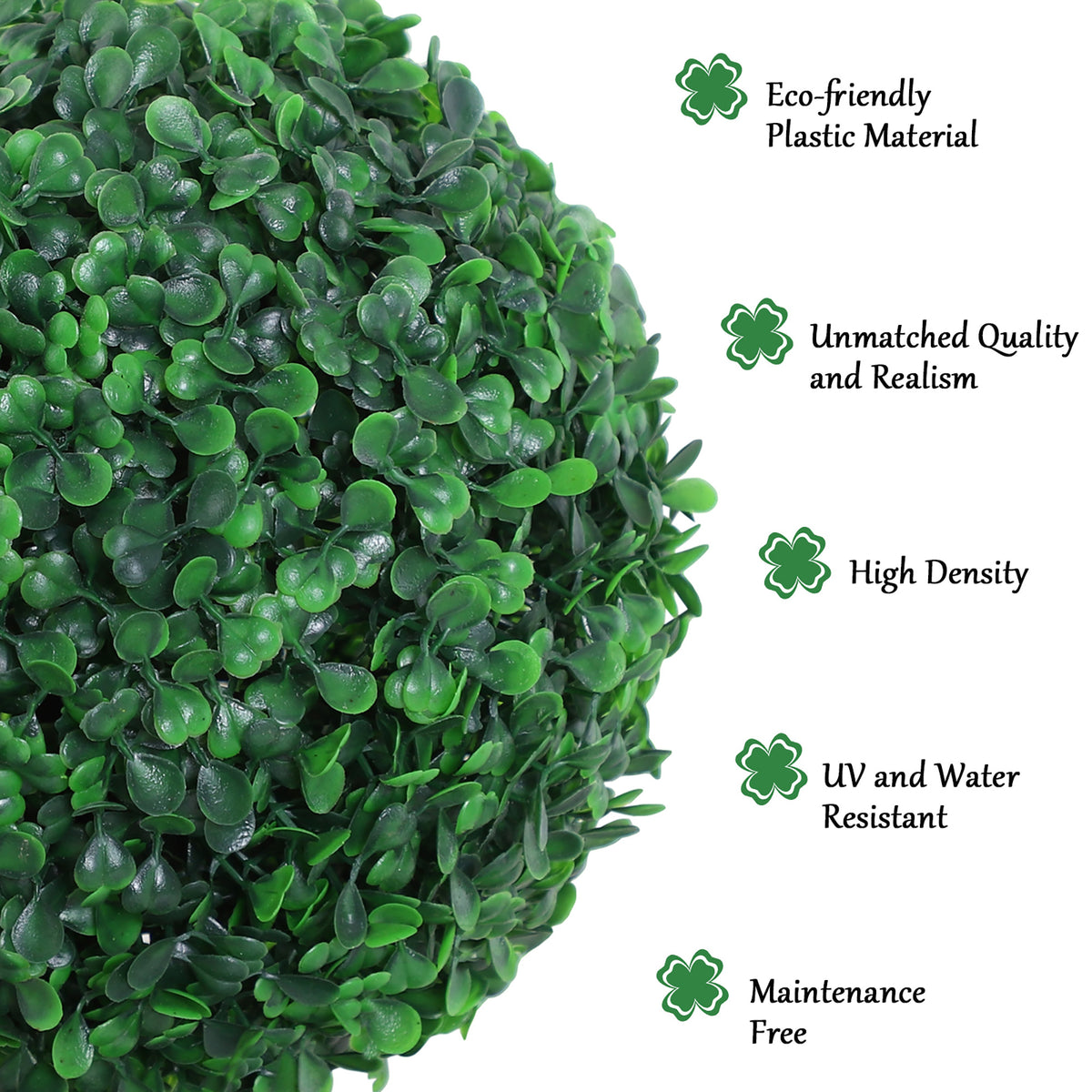 Set of 2 Artificial Ball Boxwood Topiary Trees, 44.1" Fake Plants in Pots for Outdoor Indoor Decor, Dark Green-Artificial Trees-DECOROLALA