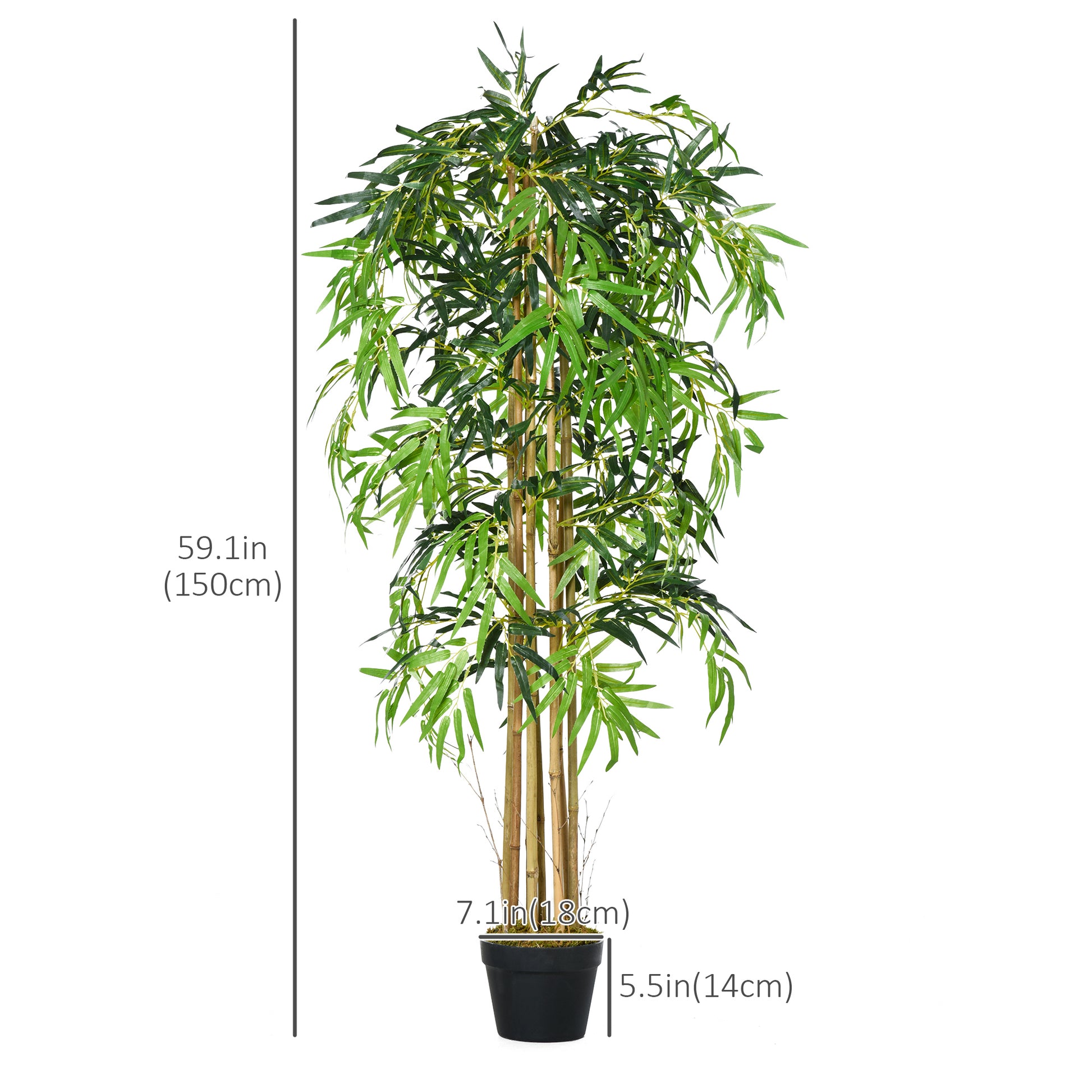 Set of 2 Artificial Bamboo Trees - 5ft Potted Green Plants-DECOROLALA