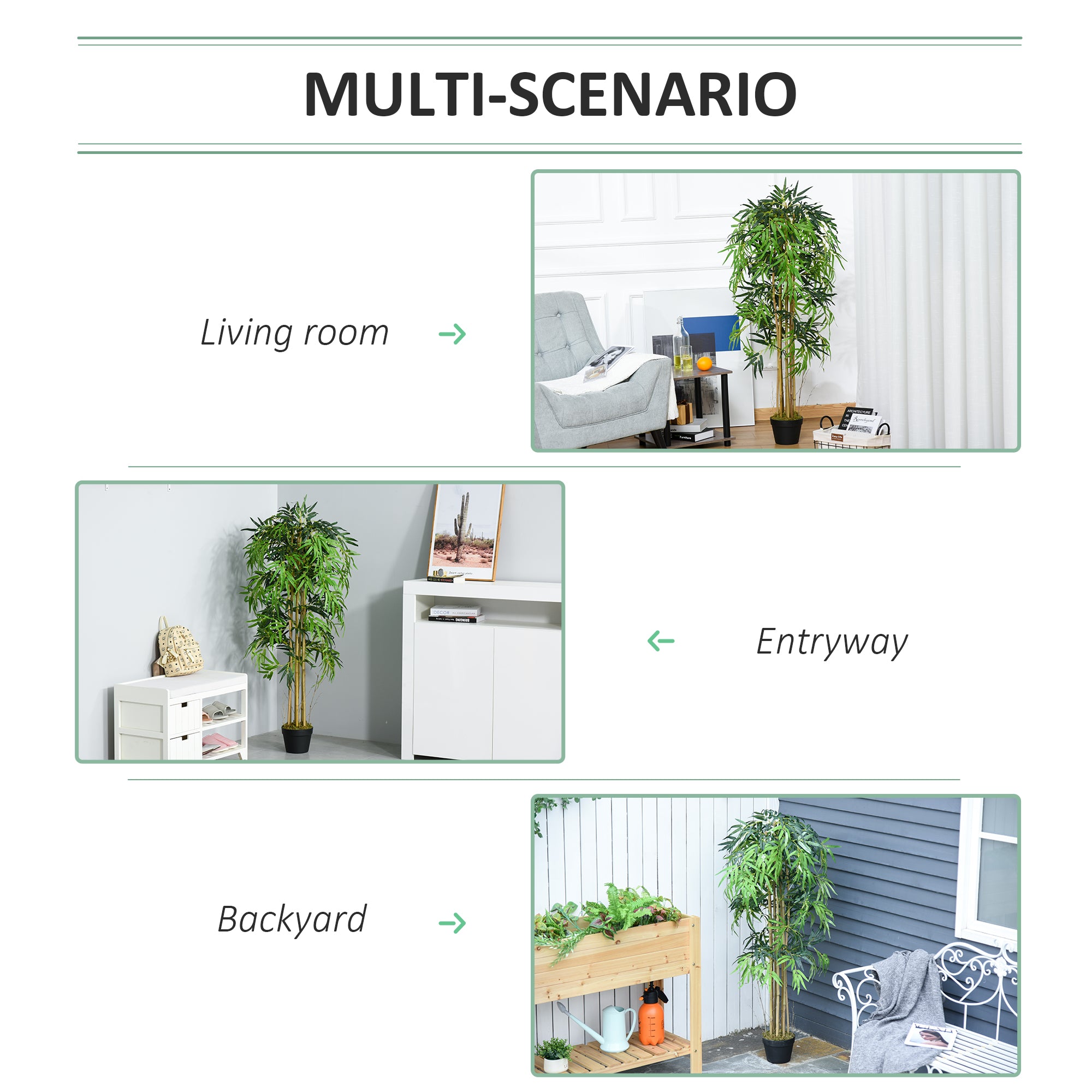 Set of 2 Artificial Bamboo Trees - 5ft Potted Green Plants-DECOROLALA